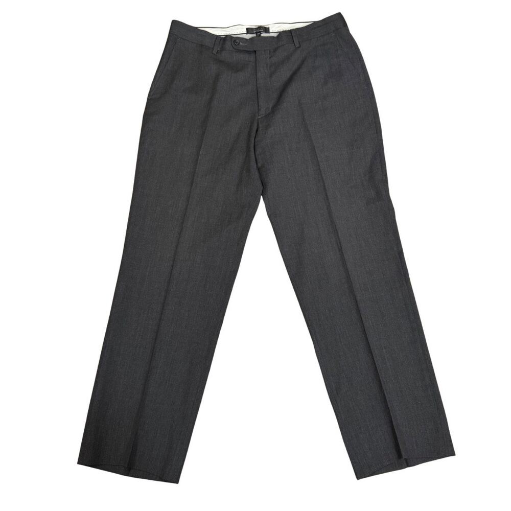 Saks Fifth Avenue Black Label Charcoal Wool Trousers 36R Grey Dress Pants 36x31